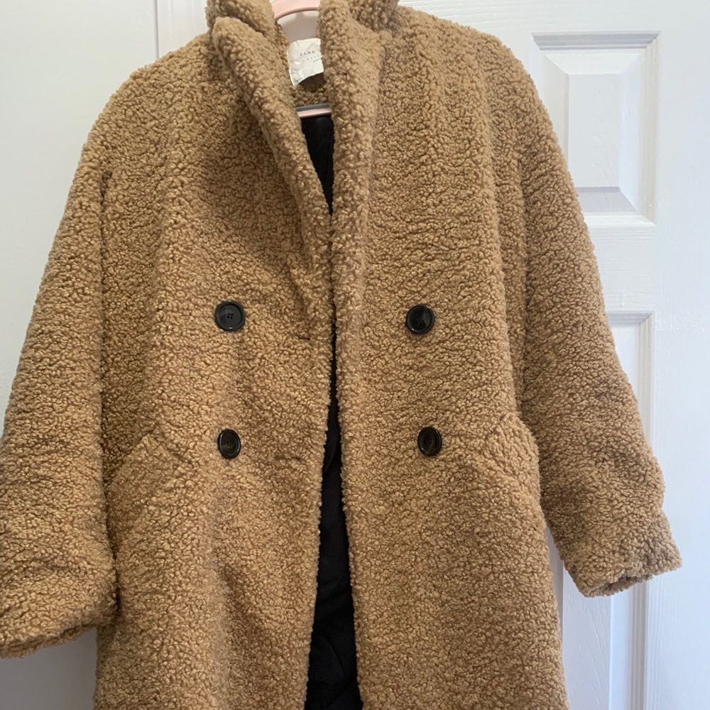 Tan Zara Woman Teddy Bear Coat